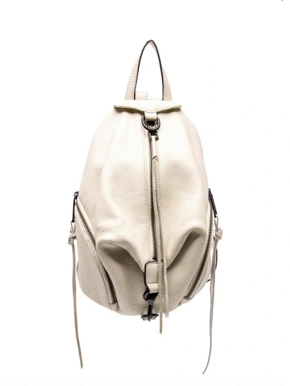 Rebecca Minkoff Cream Leather Zip-Front Backpack